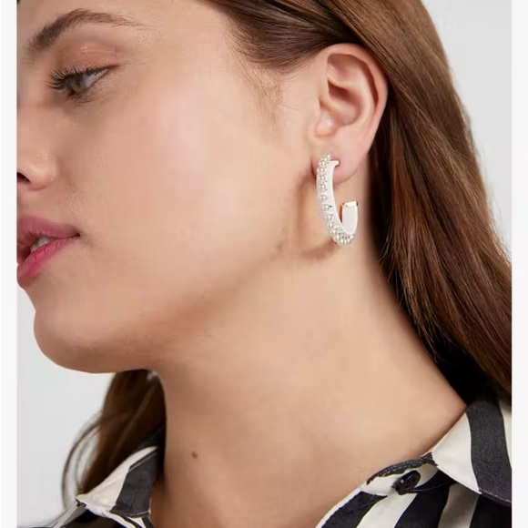 Kate Spade white Francesca Raffia Hoops - Picture 2 of 4